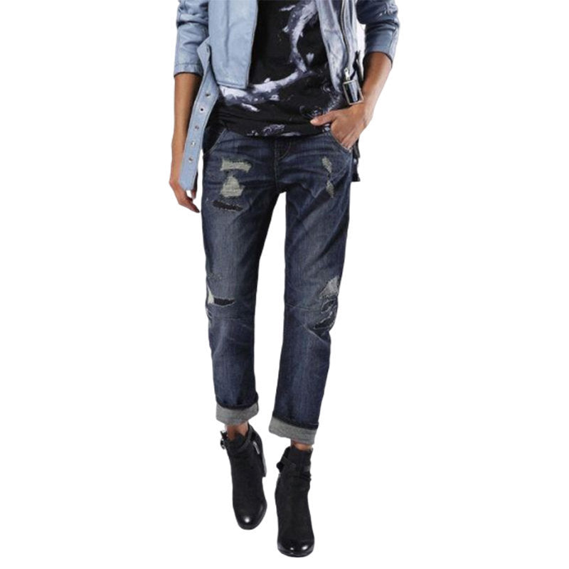 DIESEL BELTHY 0854T Womens Jeans Distressed Slim Fit Casual Dark Blue Denim Pant