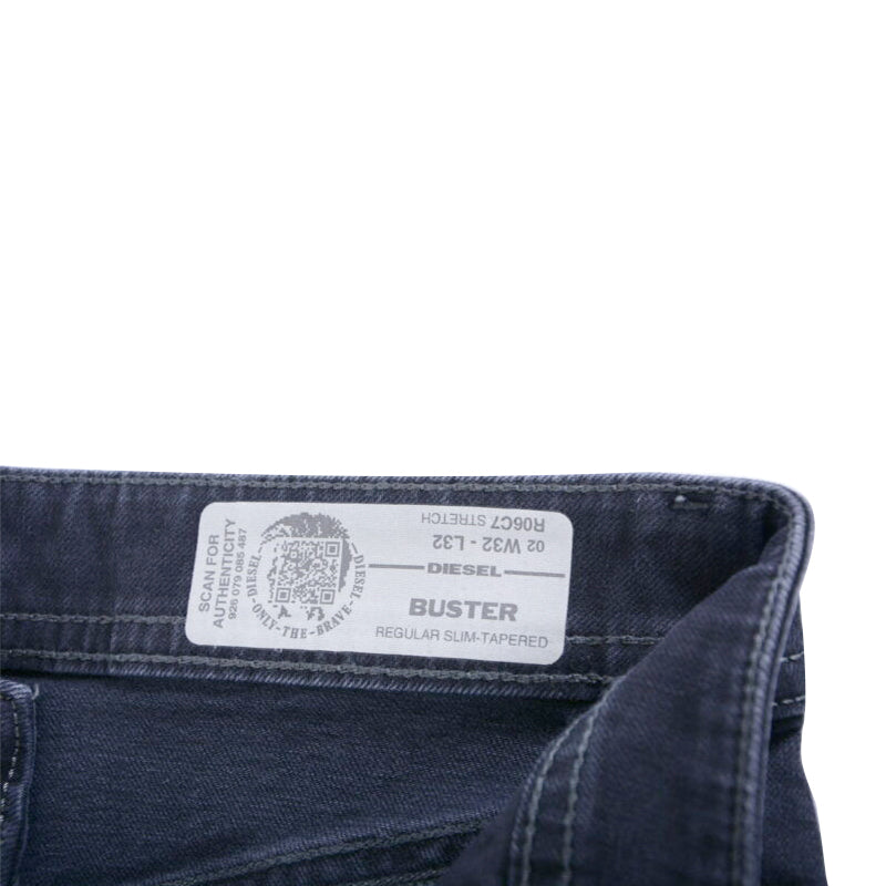 DIESEL BUSTER R06C7 Mens Denim Jeans Stretch Regular Slim Tapered Black Pant