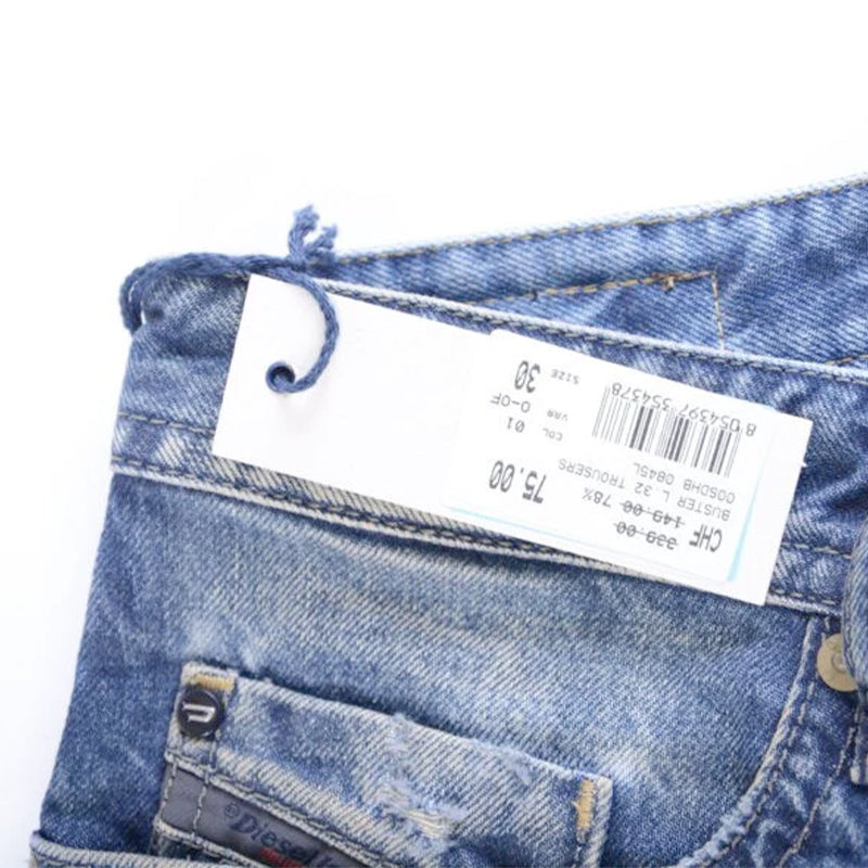 DIESEL BUSTER 0845L Mens Denim Jeans Regular Slim Tapered Plain Casual Blue Pant