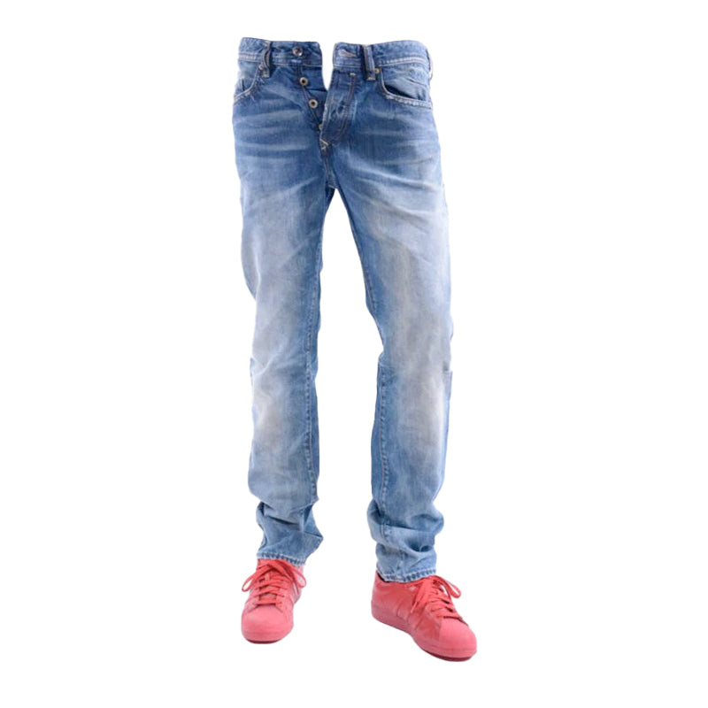 DIESEL BUSTER 0845L Mens Denim Jeans Regular Slim Tapered Plain Casual Blue Pant