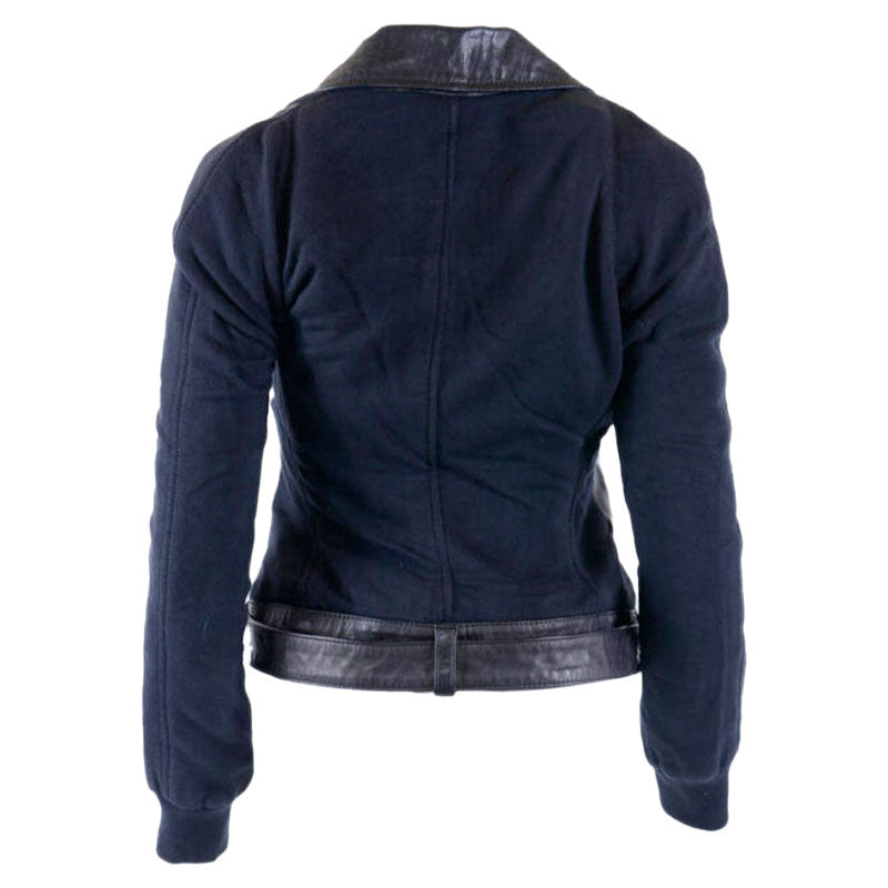 DIESEL Prototipi Giubbini Womens Genuine Leather Biker Jacket Winter Black Coat