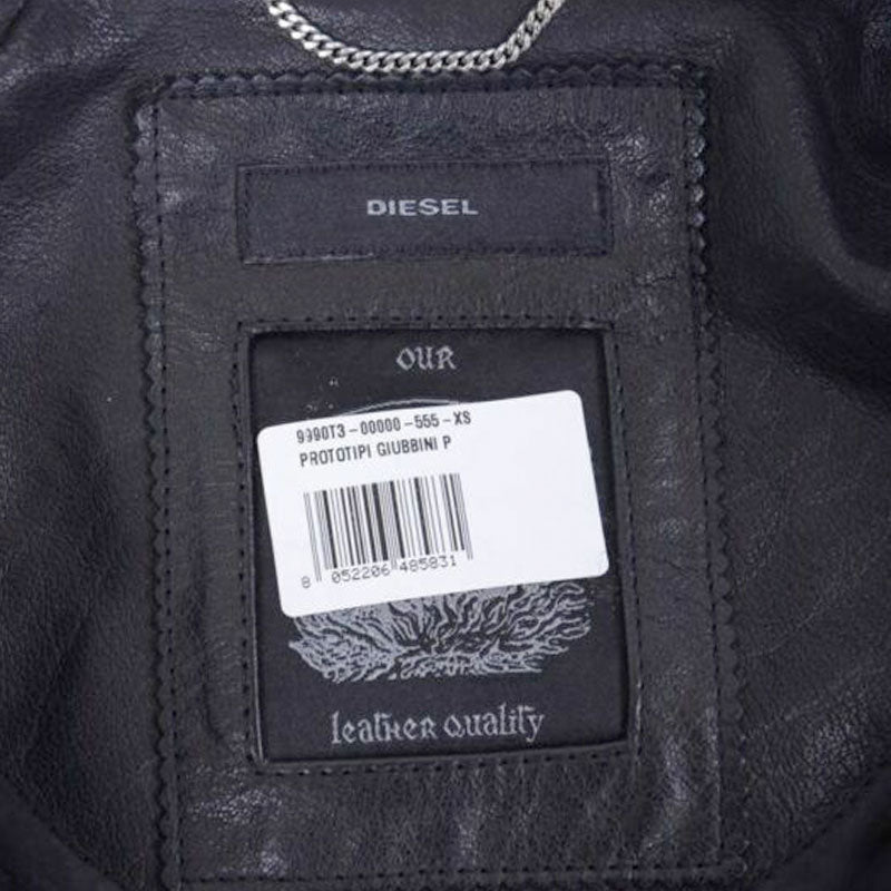 DIESEL Prototipi Giubbini Womens Genuine Leather Biker Jacket Winter Black Coat