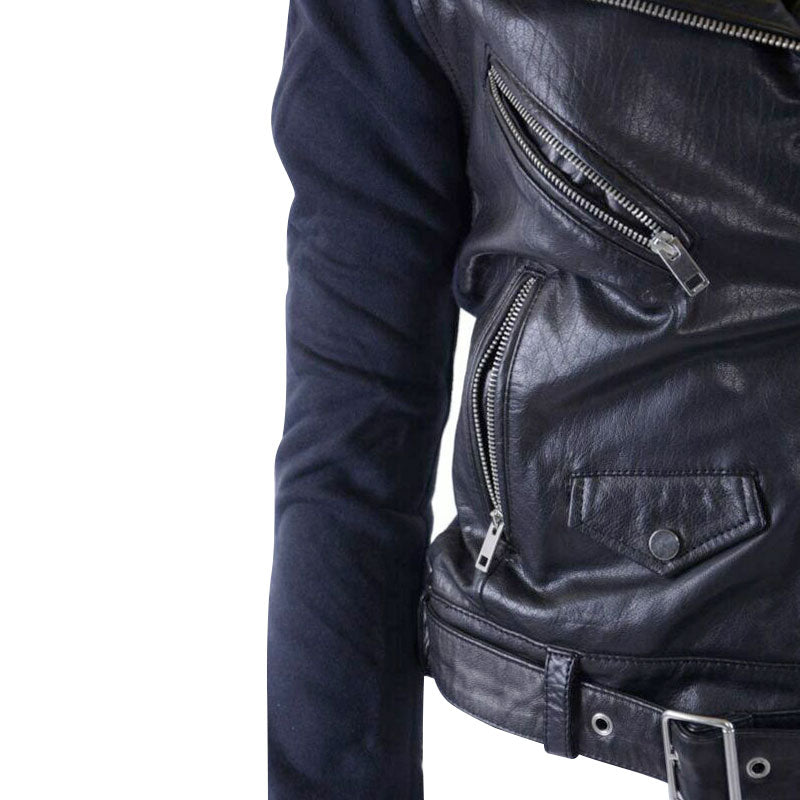 DIESEL Prototipi Giubbini Womens Genuine Leather Biker Jacket Winter Black Coat