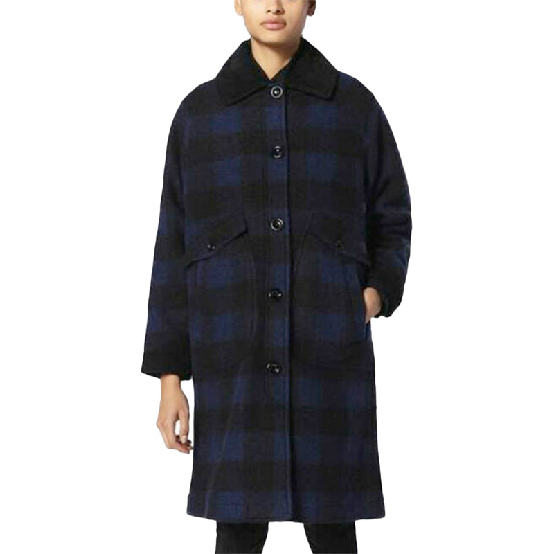 DIESEL W-Dana Womens Waistcoat Single Breasted Trench XXS S L Blue Buffalo Check