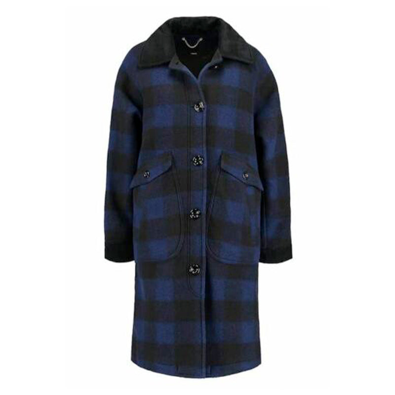 DIESEL W-Dana Womens Waistcoat Single Breasted Trench XXS S L Blue Buffalo Check