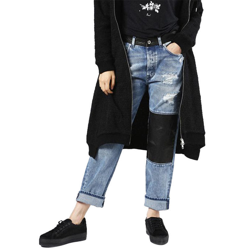 DIESEL DE MYKI 0076E Womens Denim Jeans Trousers Distressed Faded Straight