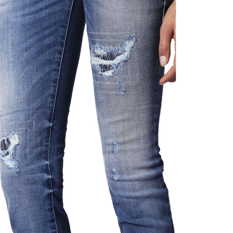 DIESEL GRUPEE 0679C Womens Jeans Super Slim Fit Distress Casual Blue Denim Pants