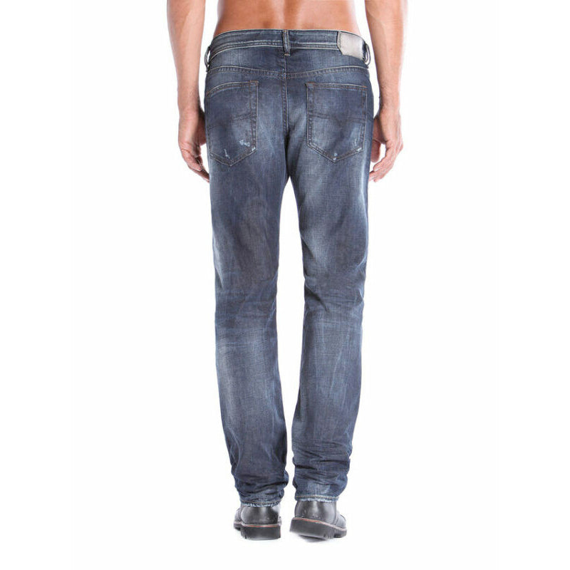 DIESEL BUSTER 0831Q Mens Denim Jeans Cotton Regular Slim Tapered Leg Dark Blue