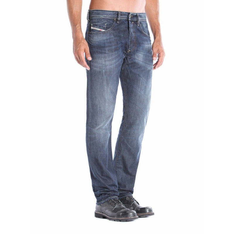 DIESEL BUSTER 0831Q Mens Denim Jeans Cotton Regular Slim Tapered Leg Dark Blue