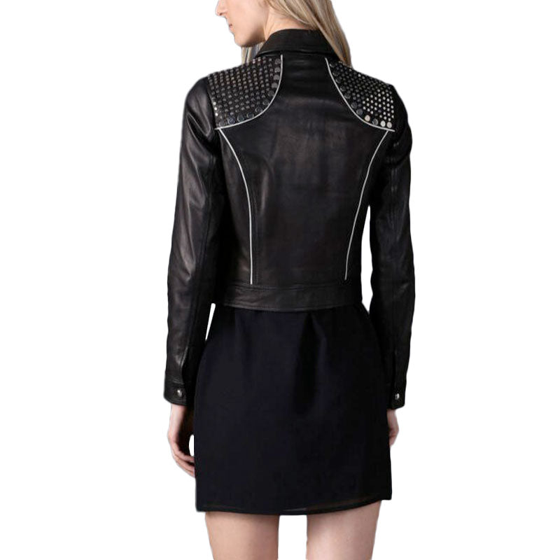 DIESEL BLACK GOLD LAKOR BGGBR Genuine Leather Metal Slim Fit Womens Outwear Coat