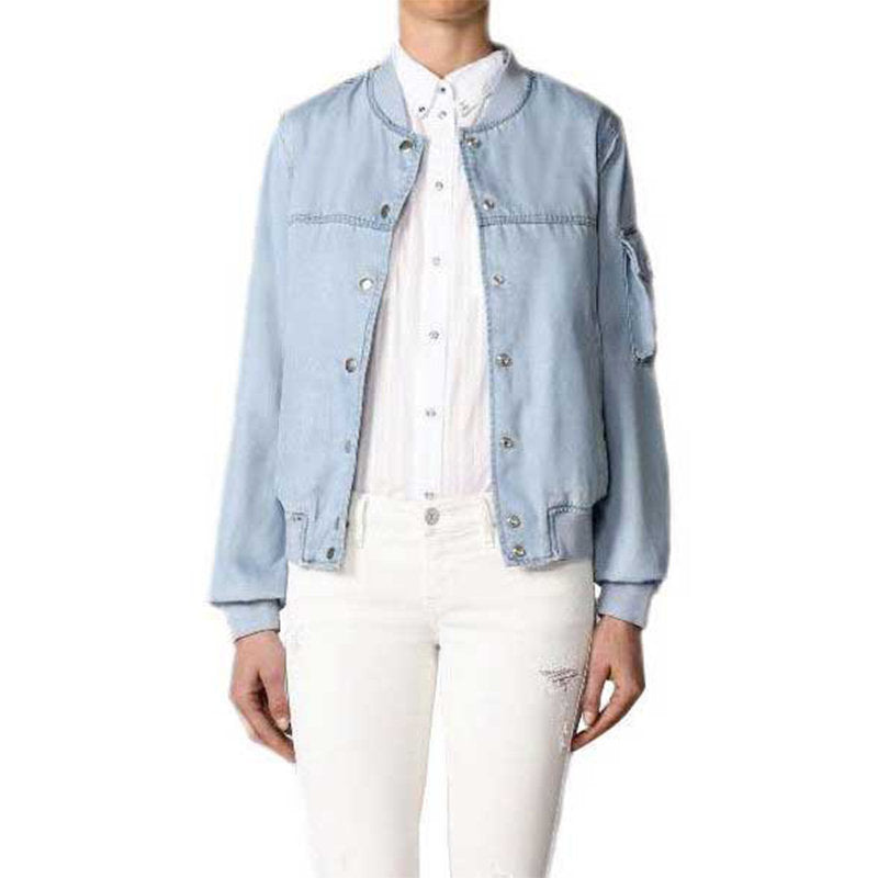 DIESEL DE MATTY 0DAME Womens Denim Jacket Lyocell Winter Casual Bomber Jacket