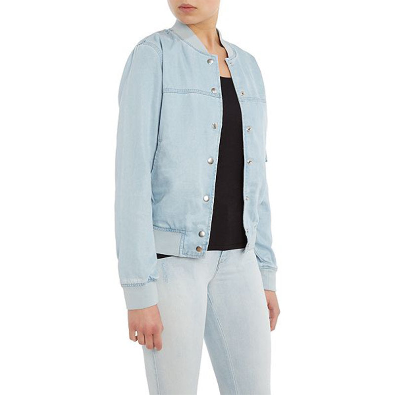 DIESEL DE MATTY 0DAME Womens Denim Jacket Lyocell Winter Casual Bomber Jacket