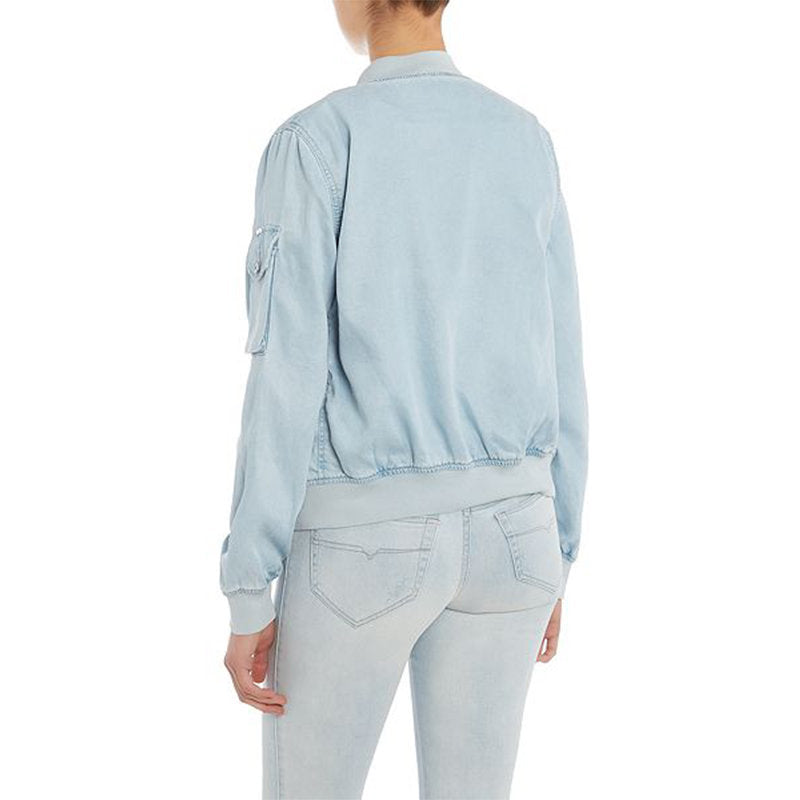 DIESEL DE MATTY 0DAME Womens Denim Jacket Lyocell Winter Casual Bomber Jacket