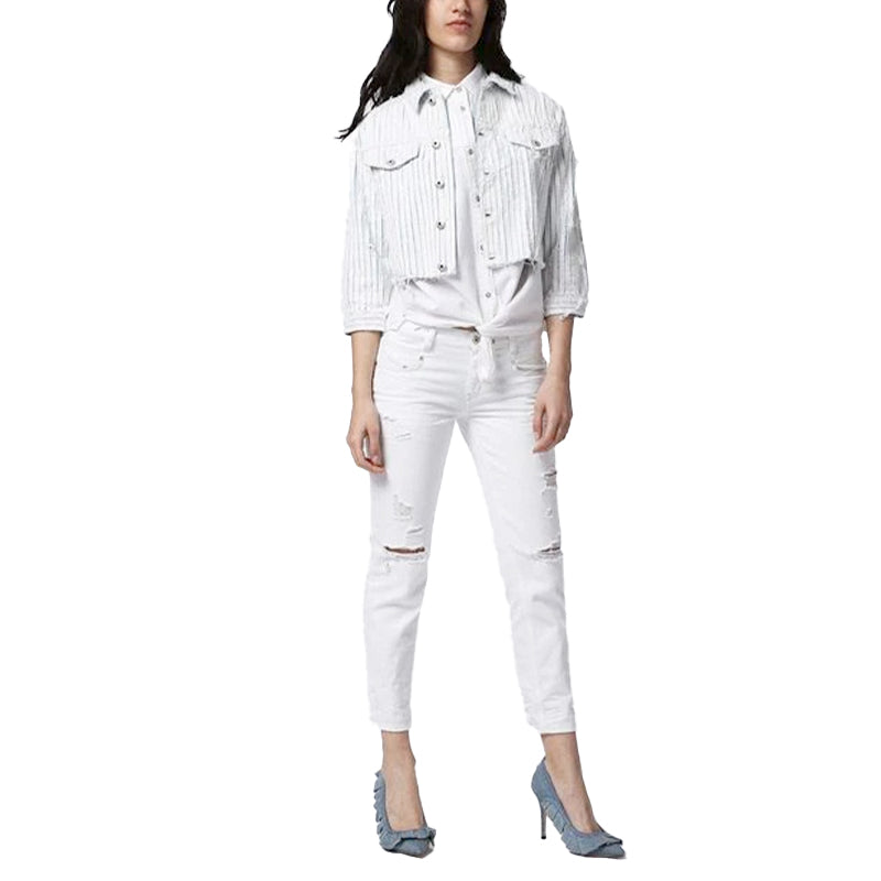 DIESEL DE-SY 0682H Womens Denim Jacket Winter Outwear Crop Top Short Sleeve