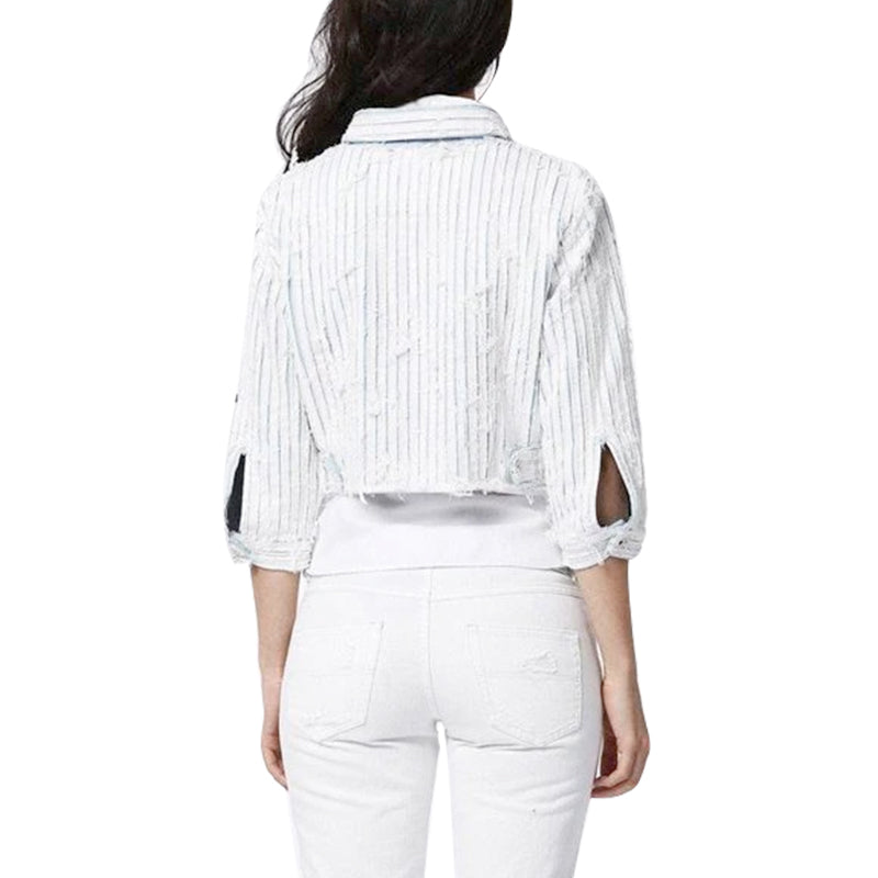 DIESEL DE-SY 0682H Womens Denim Jacket Winter Outwear Crop Top Short Sleeve