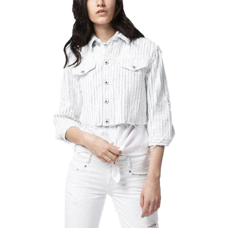 DIESEL DE-SY 0682H Womens Denim Jacket Winter Outwear Crop Top Short Sleeve