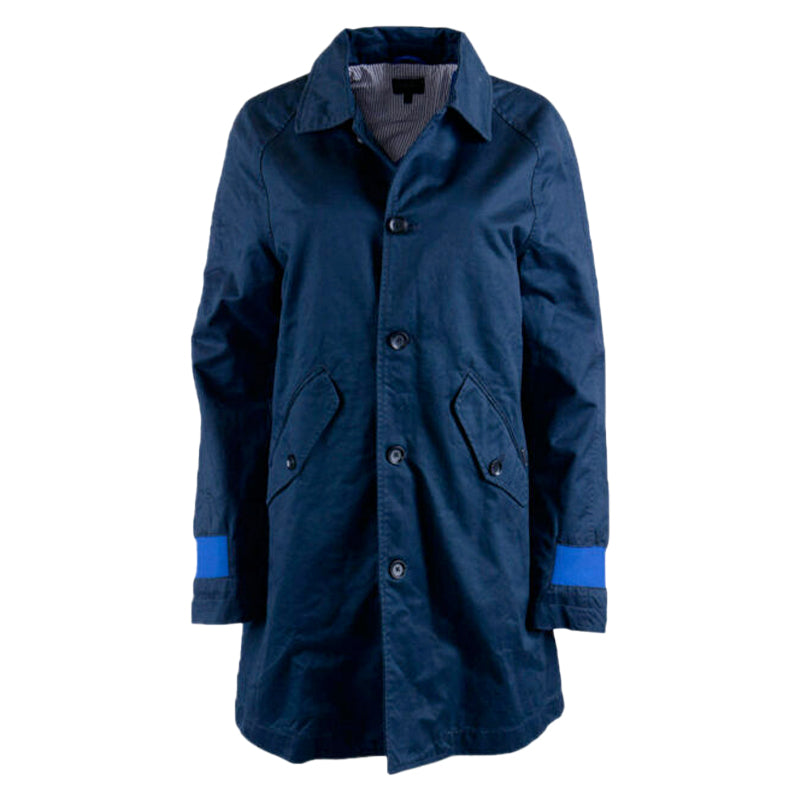 DIESEL Mens Trench Coat knee long Winter Outwear Blue Waistcoat Casual