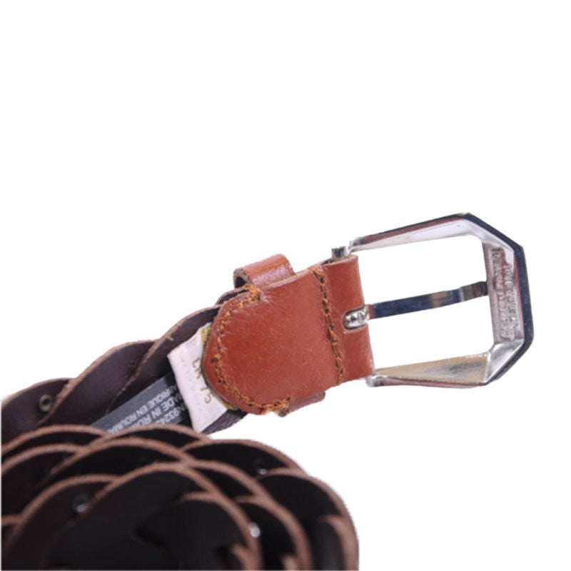 DIESEL B-KYRNHA Womens Belts Vintage Metal Ladies Brown Leather Braided Belts