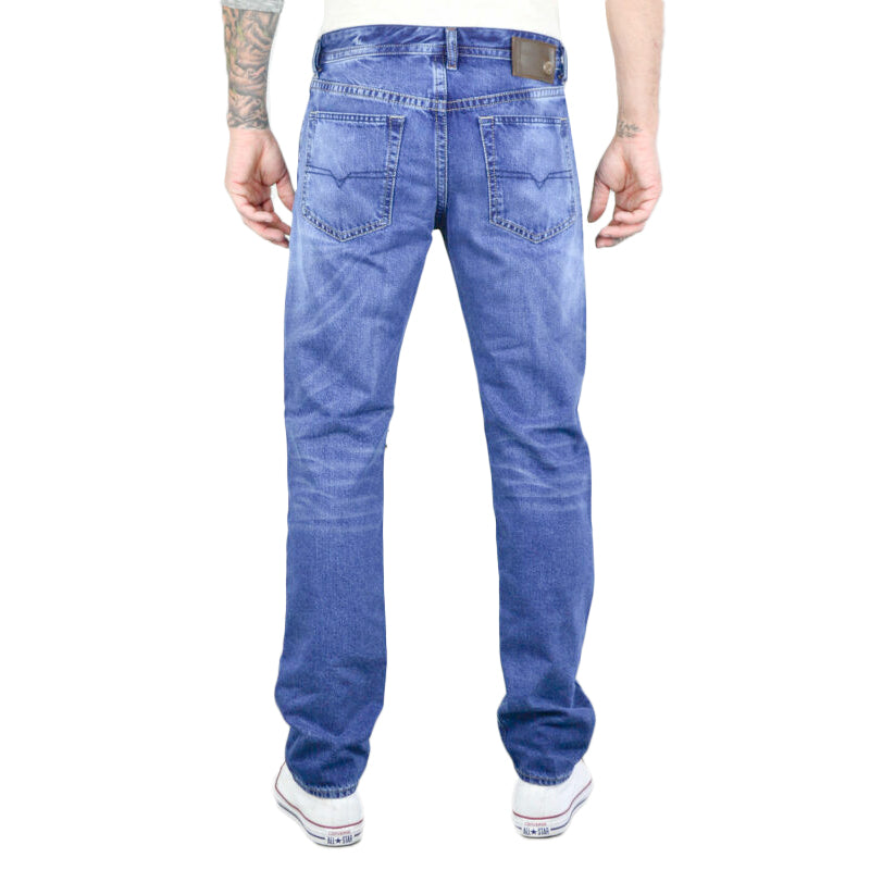 DIESEL BUSTER 0850Z Mens Denim Jeans Plain Regular Slim Tapered Casual Blue Pant