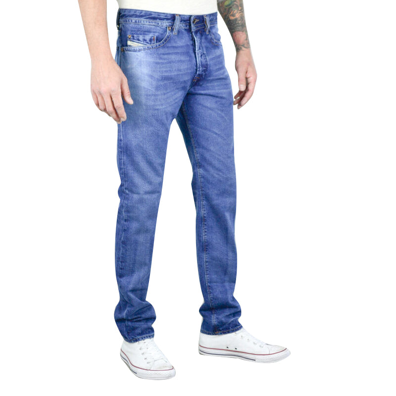 DIESEL BUSTER 0850Z Mens Denim Jeans Plain Regular Slim Tapered Casual Blue Pant