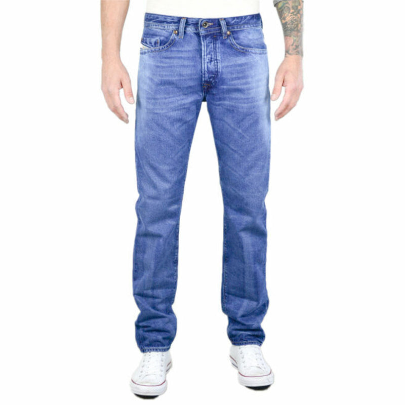 DIESEL BUSTER 0850Z Mens Denim Jeans Plain Regular Slim Tapered Casual Blue Pant