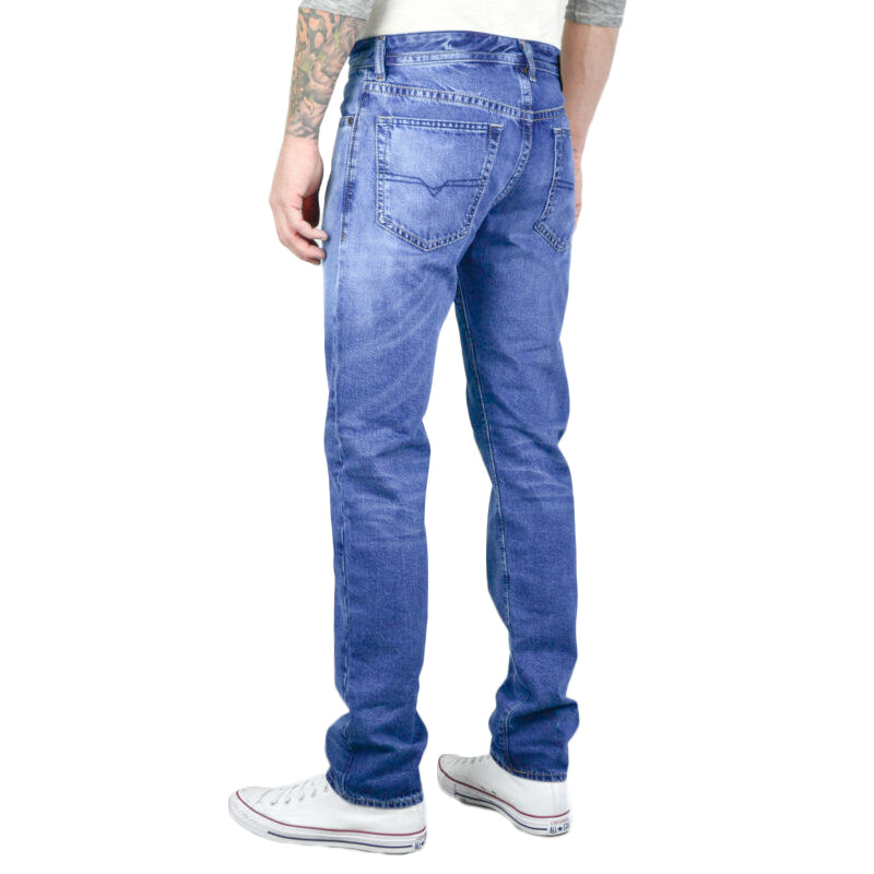 DIESEL BUSTER 0850Z Mens Denim Jeans Plain Regular Slim Tapered Casual Blue Pant