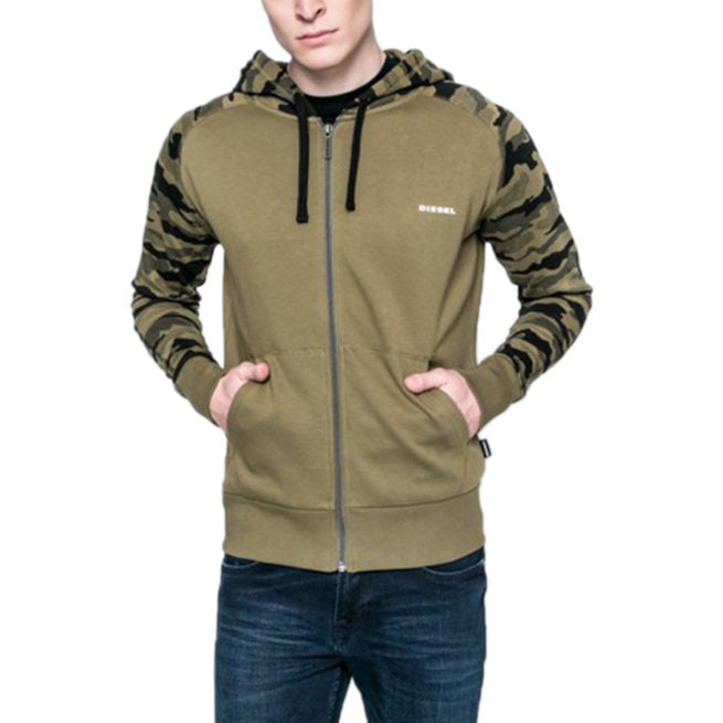 DIESEL BRIANZ Mens Zipped Hoodie Camoufludge Hooded Casual Sweatshirts Tops