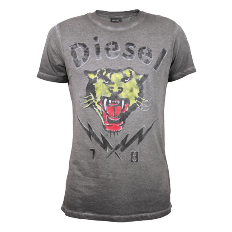 DIESEL T SONS Mens T Shirts Short Sleeve Tiger Print Casual Summer Cotton Tees