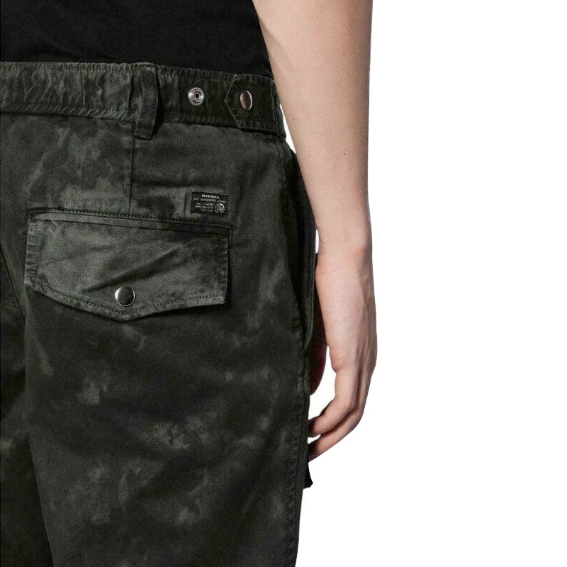 DIESEL P ISAN Mens Chino Trousers Olive Green Cargo Pants Slim Fit Carrot