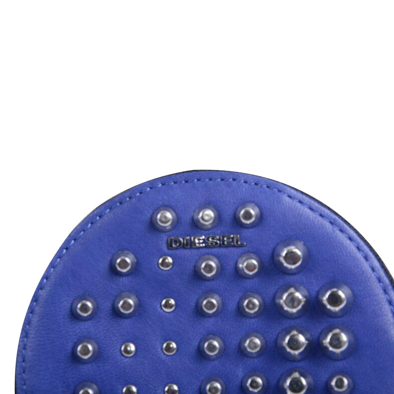 DIESEL Unisex Genuine Leather Metal Stud Coin Purse Link Chain Holder