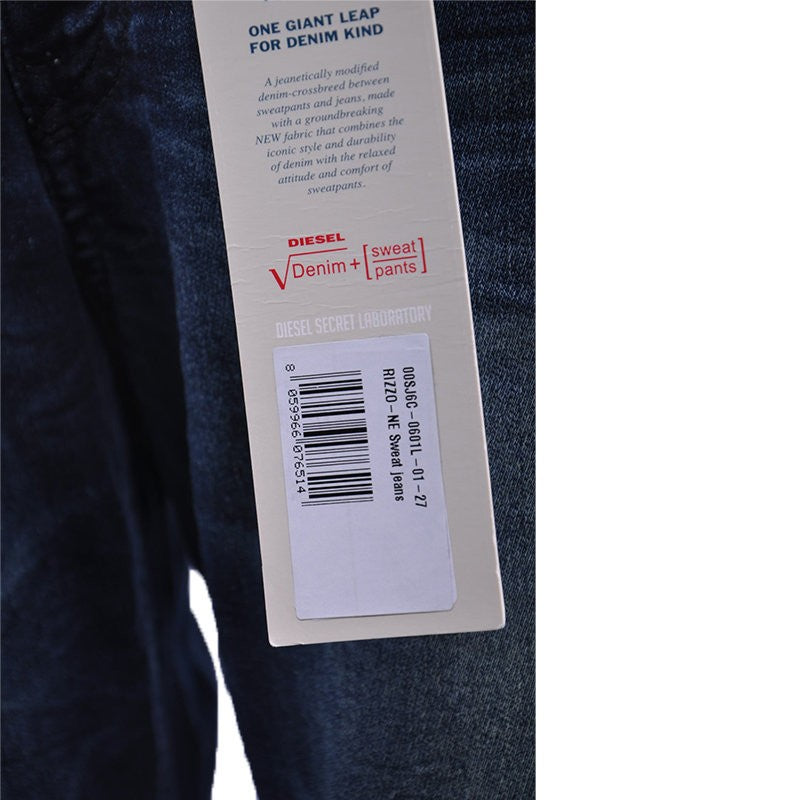 DIESEL RIZZO NE 0601L Womens Jeans Regular Fit Sweat Jogg Denim Blue Trousers