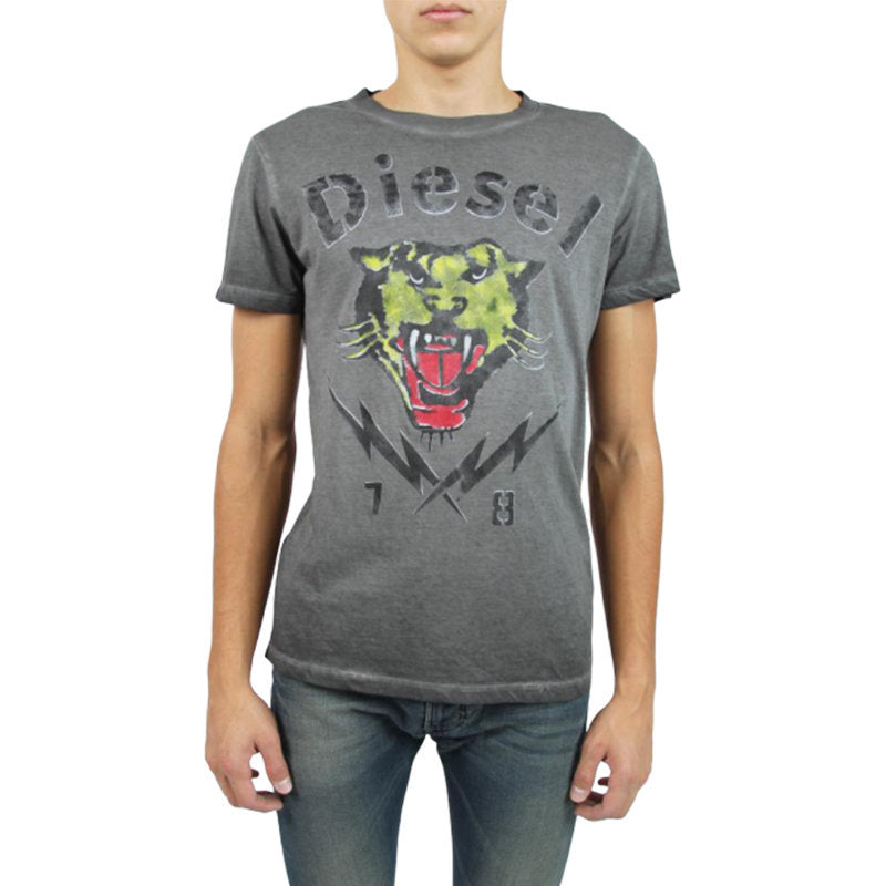 DIESEL T SONS Mens T Shirts Short Sleeve Tiger Print Casual Summer Cotton Tees