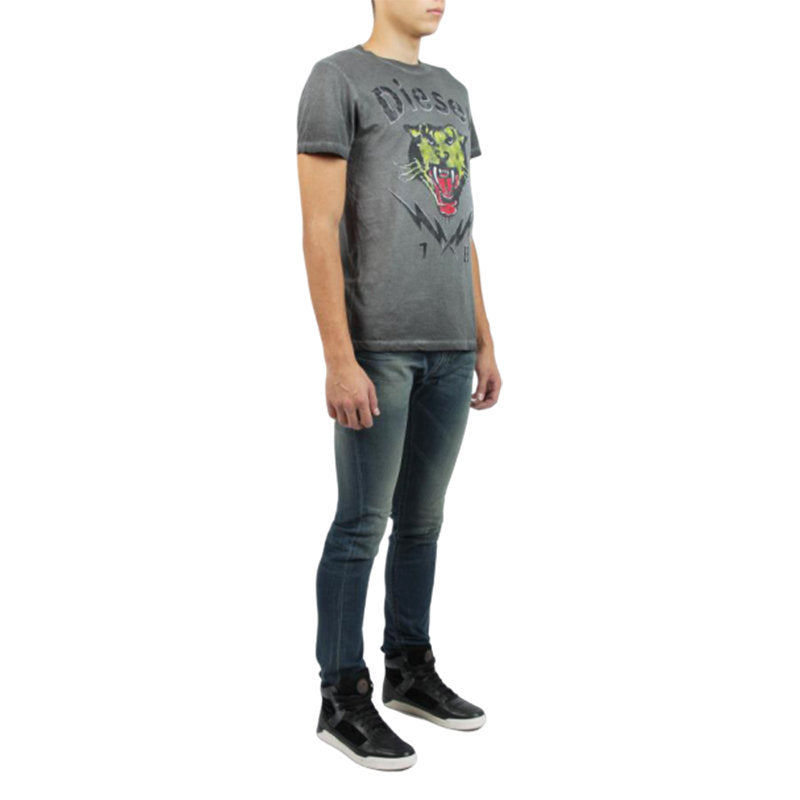 DIESEL T SONS Mens T Shirts Short Sleeve Tiger Print Casual Summer Cotton Tees