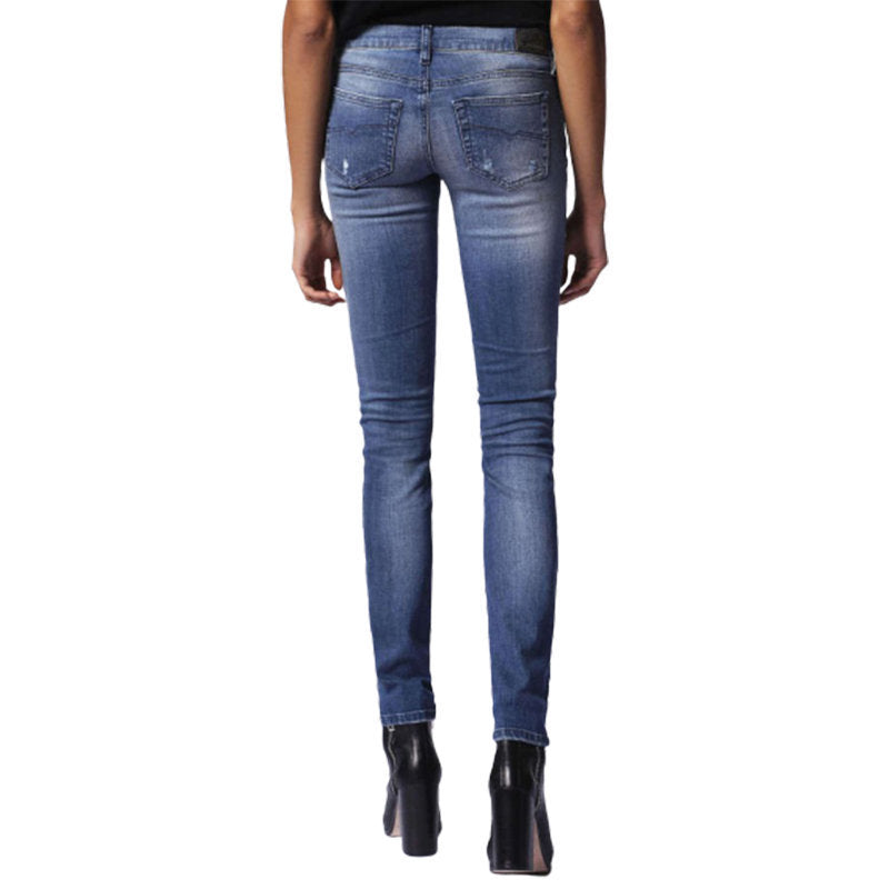 DIESEL GRUPEE 0679C Womens Jeans Super Slim Fit Distress Casual Blue Denim Pants