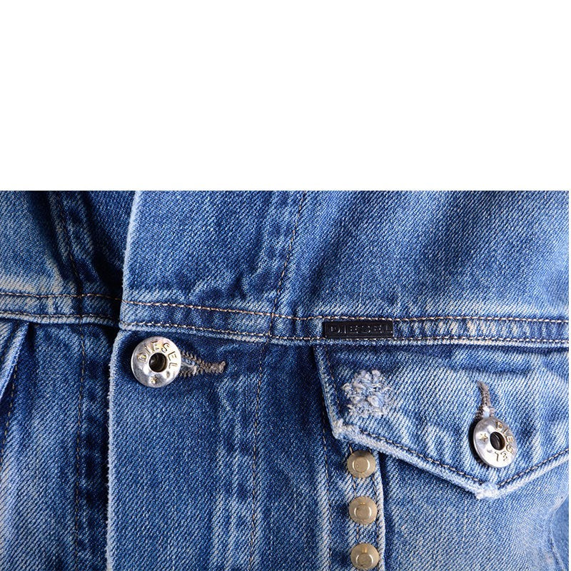 DIESEL DE-WILD Womens Denim Jeans Jacket Lyocell Casual Slim Fit Winter Outwear
