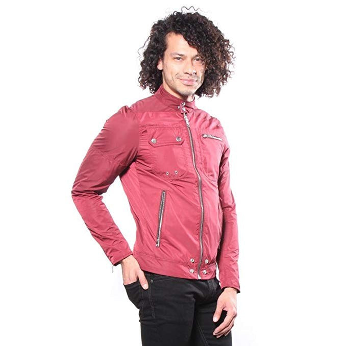 DIESEL J RIDE Mens Biker Jacket Waterproof Winter Outwear Casual Burgundy Coat