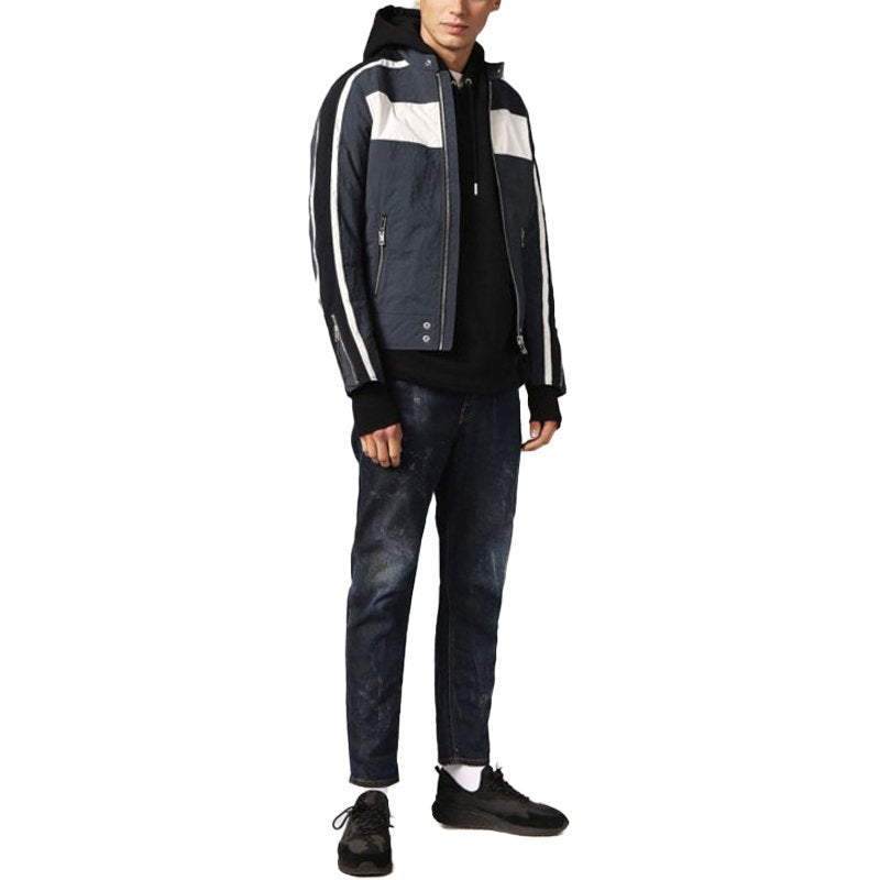 DIESEL J STREET Mens Biker Jacket Dark Grey Slim Fit Winter Outwear Casual Coat