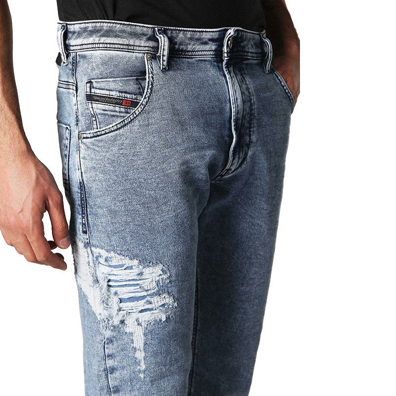 DIESEL KROOLEY T 084PV Mens Jeans Regular Fit Distressed Sweat Jogg Denim Pants