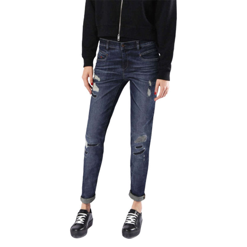 DIESEL BELTHY 0854T Womens Jeans Distressed Slim Fit Casual Dark Blue Denim Pant