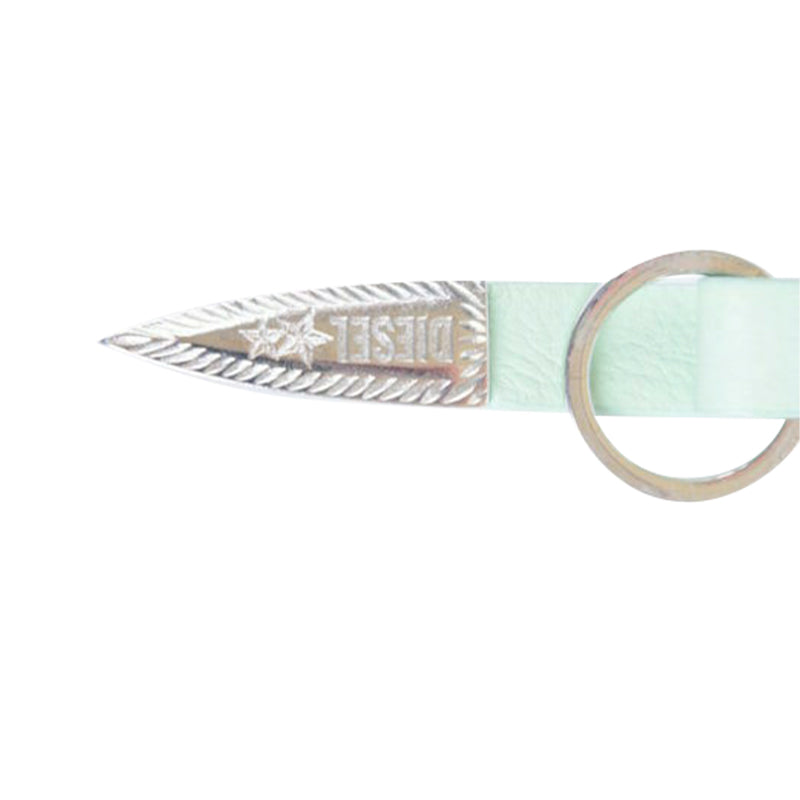 DIESEL ASEON Unisex Keyring Genuine Leather Silver Fob Hook Key Holder Italy