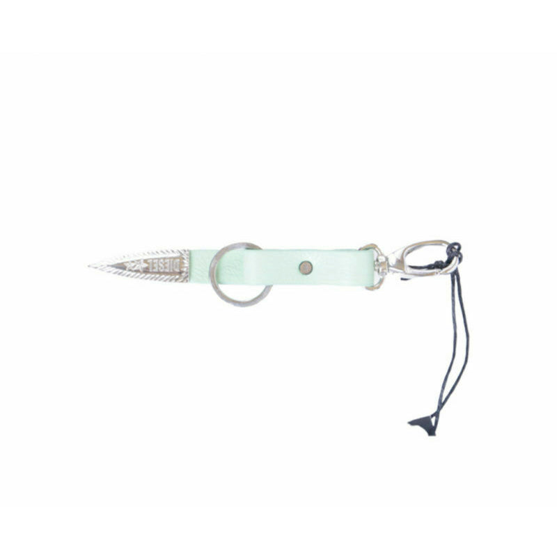 DIESEL ASEON Unisex Keyring Genuine Leather Silver Fob Hook Key Holder Italy