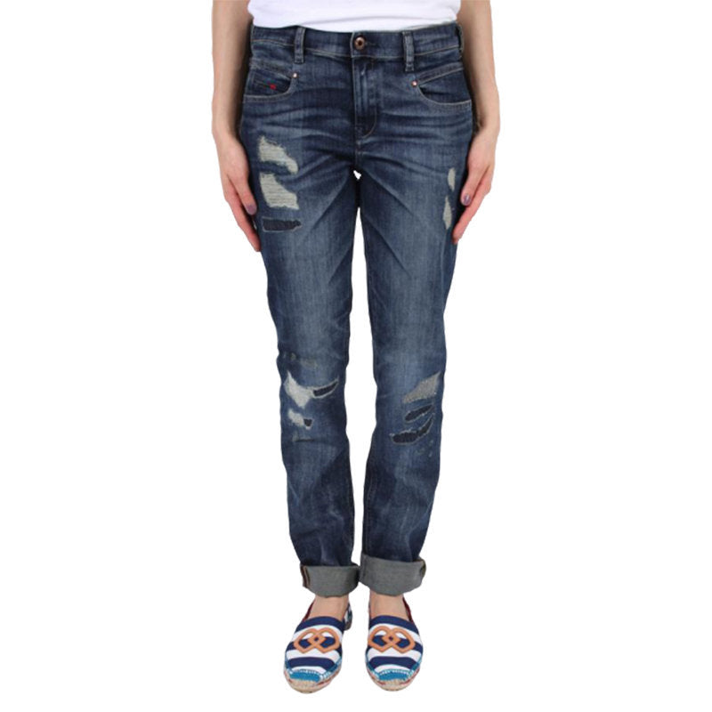 DIESEL BELTHY 0854T Womens Jeans Distressed Slim Fit Casual Dark Blue Denim Pant