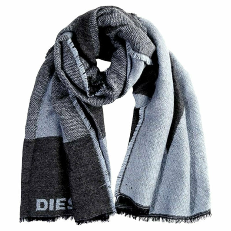 DIESEL S BLANKET SCIARPA Mens Scarf Winter Long Shawl Wrap Warm Scarves Grey