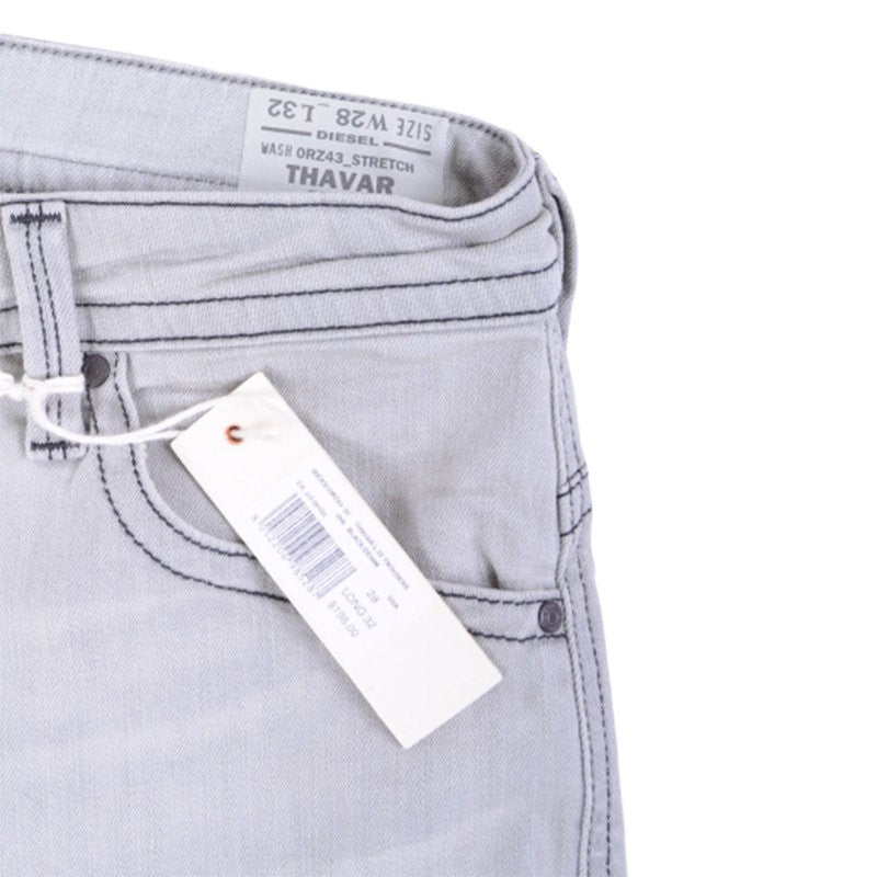 DIESEL THAVAR 0RZ43 Mens Denim Jeans Stretch Slim Fit Skinny Casual Grey Pants