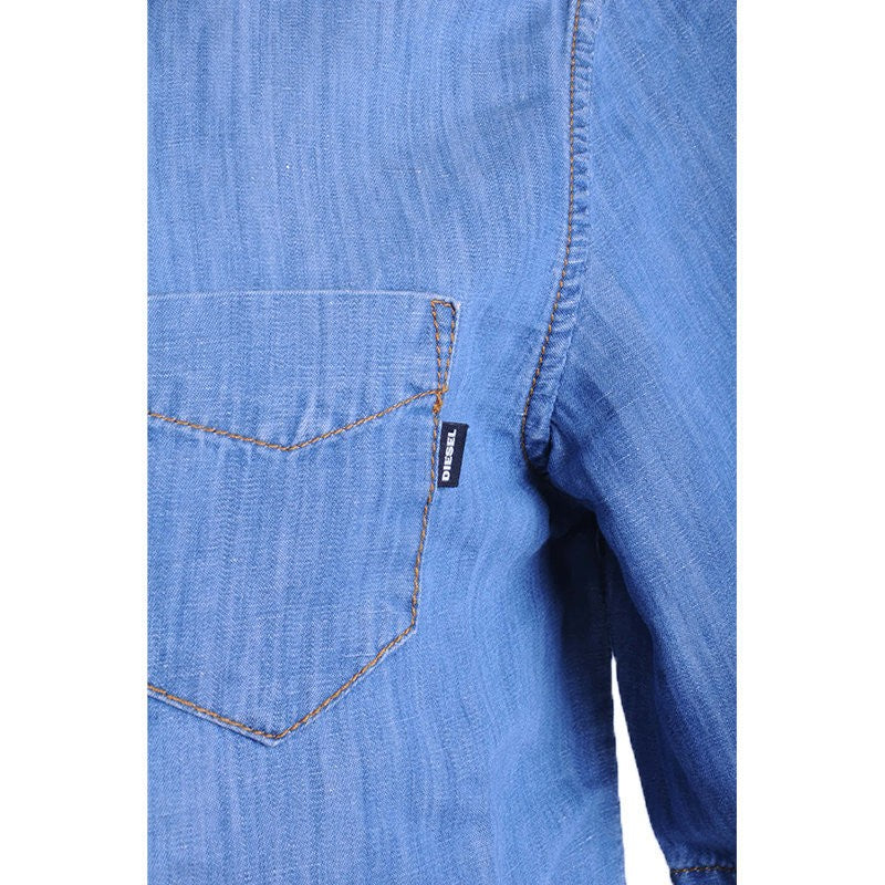 DIESEL D FLOY 0EASL Mens Denim Shirt Short Sleeve Summer Casual Blue Shirts