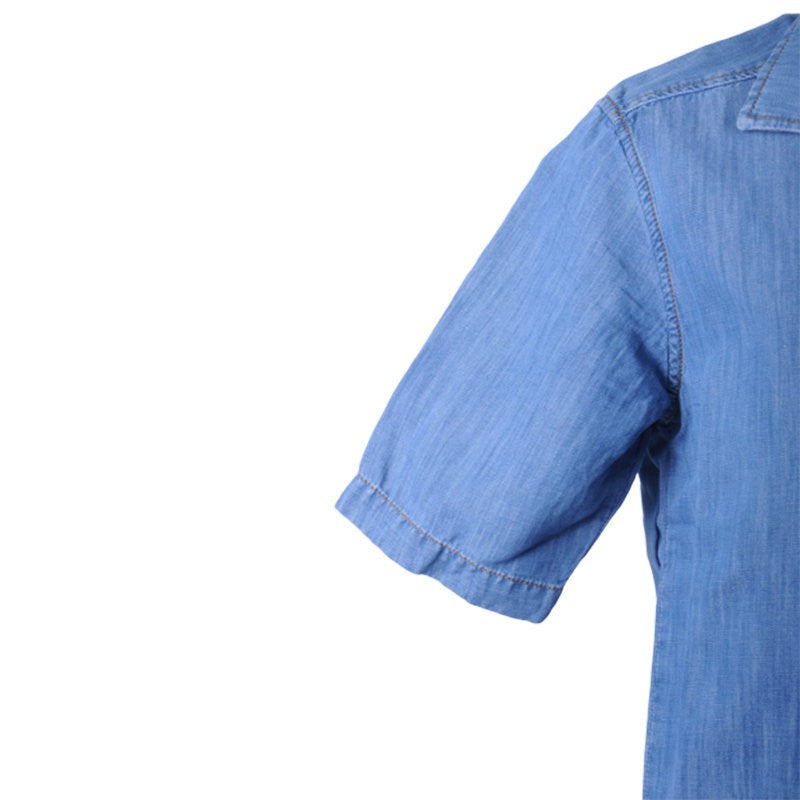 DIESEL D FLOY 0EASL Mens Denim Shirt Short Sleeve Summer Casual Blue Shirts