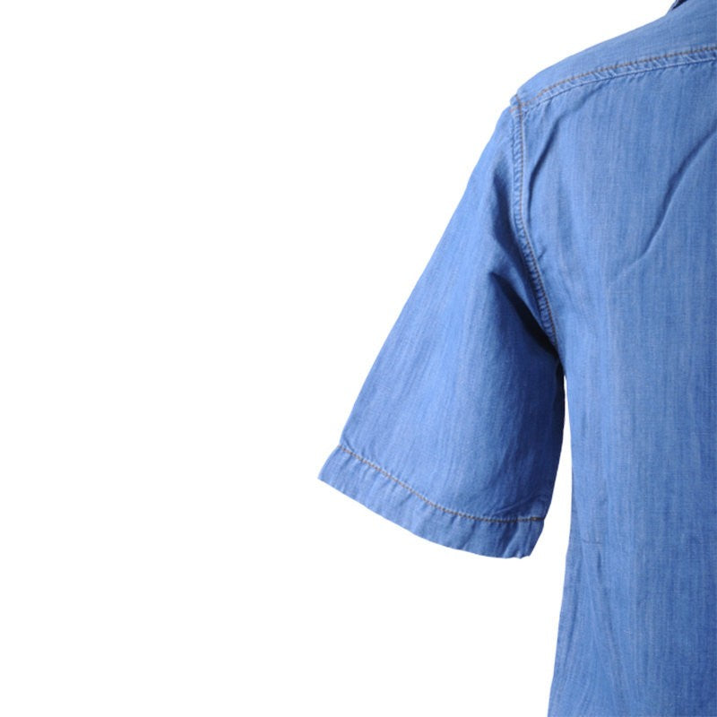 DIESEL D FLOY 0EASL Mens Denim Shirt Short Sleeve Summer Casual Blue Shirts