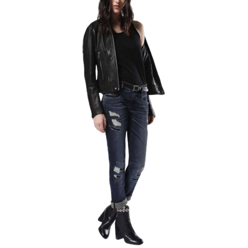 DIESEL BELTHY 0854T Womens Jeans Distressed Slim Fit Casual Dark Blue Denim Pant