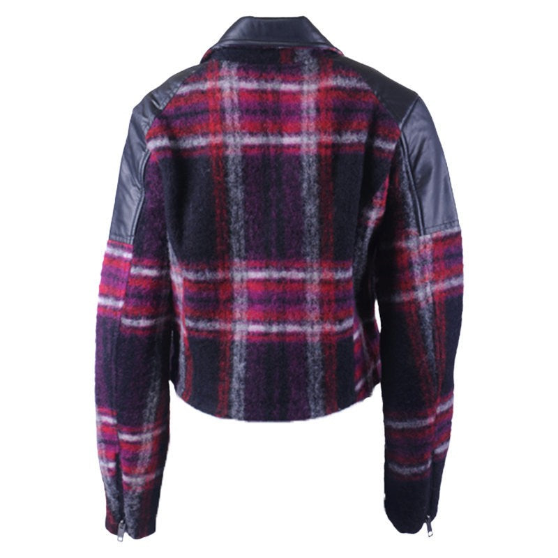 DIESEL G ERIAN 63G Womens Bomber Jacket Wool Buffalo Check Winter Outwear Coat