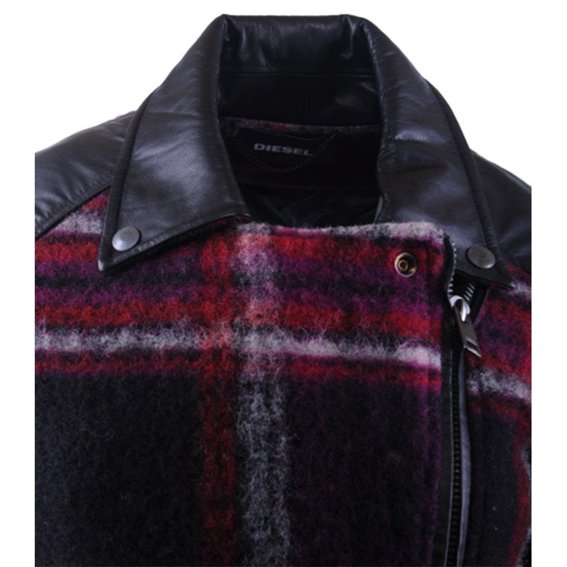 DIESEL G ERIAN 63G Womens Bomber Jacket Wool Buffalo Check Winter Outwear Coat